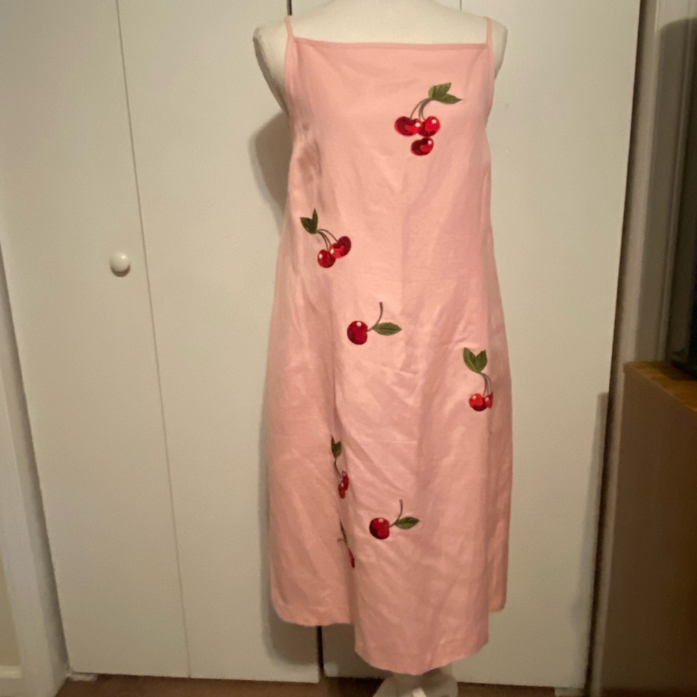 Jessica Howard Pink Red embroidered sundress Square neck Sleeveless Vintage SZ16 - Picture 4 of 16